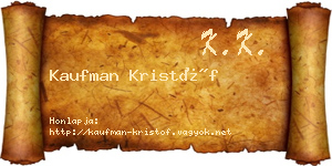 Kaufman Kristóf névjegykártya